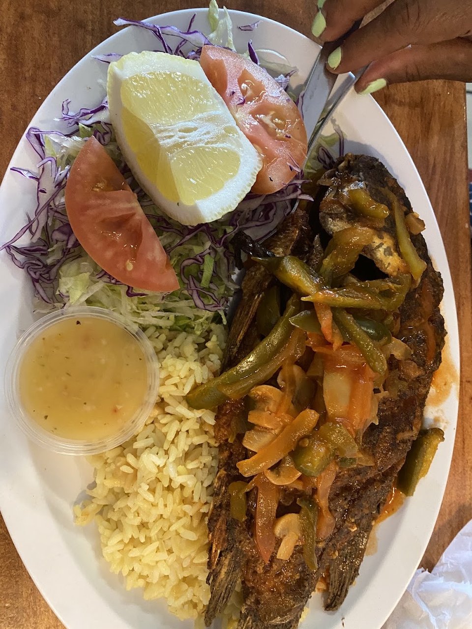 Mojarra Ranchera Con Ensalada Y Arroz